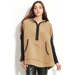 Trouvé camel poncho cape with leather trim, size XS/S, worn once